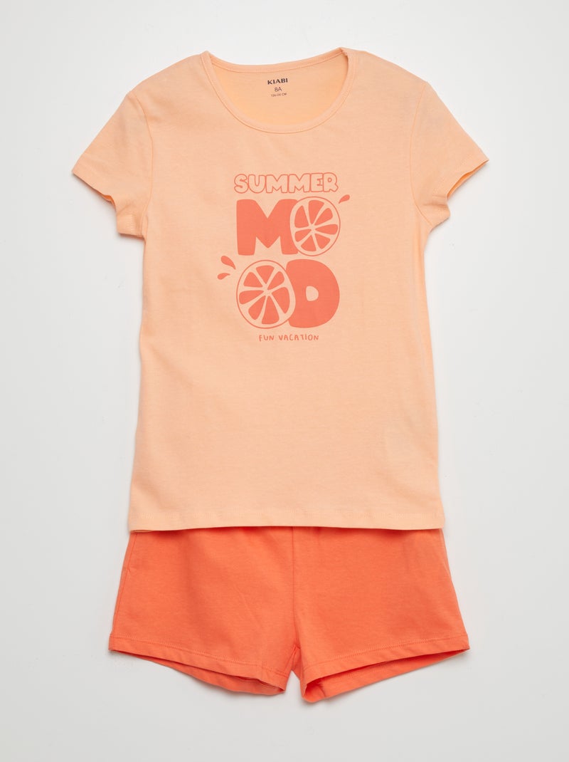 Ensemble pyjama court imprimé - 2 pièces Orange - Kiabi