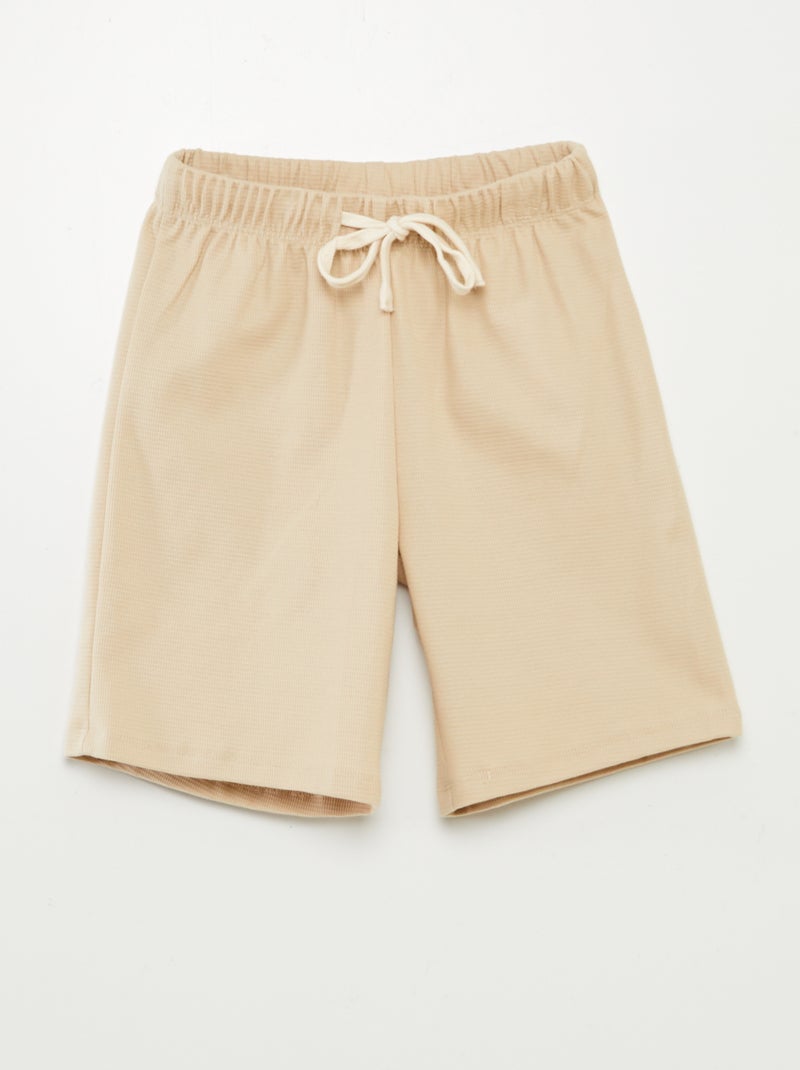 Ensemble pyjama court matière gaufrée - 2 pièces Beige - Kiabi