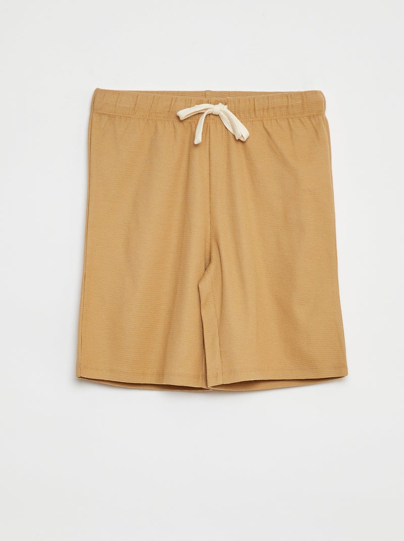 Ensemble pyjama court matière gaufrée - 2 pièces Beige - Kiabi