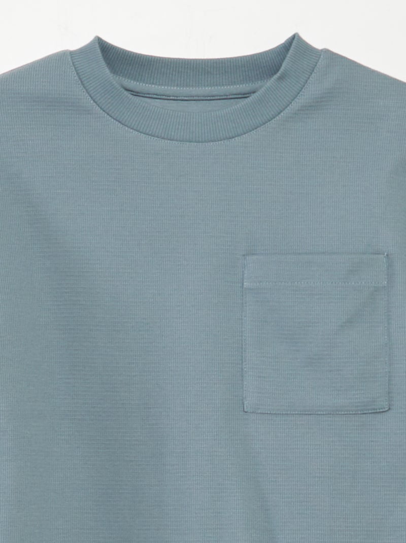 Ensemble pyjama court matière gaufrée - 2 pièces Bleu - Kiabi