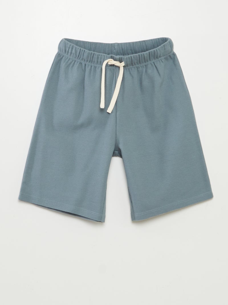 Ensemble pyjama court matière gaufrée - 2 pièces Bleu - Kiabi