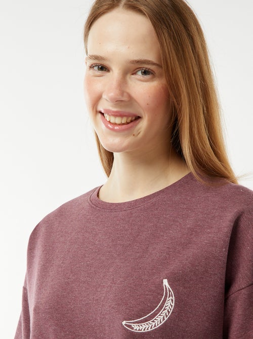 Ensemble pyjama court short + t-shirt avec broderie - 2 pièces - Kiabi