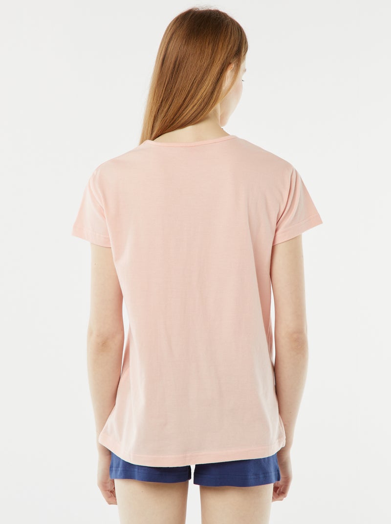 Ensemble pyjama court short + t-shirt imprimé - 2 pièces Rose - Kiabi