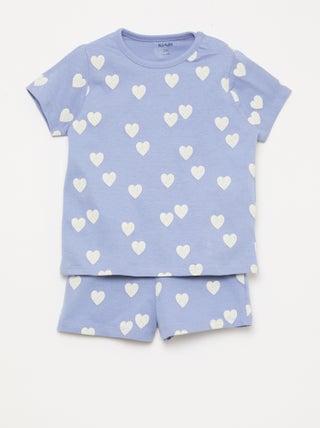 Ensemble pyjama court t-shirt + short - 2 pièces