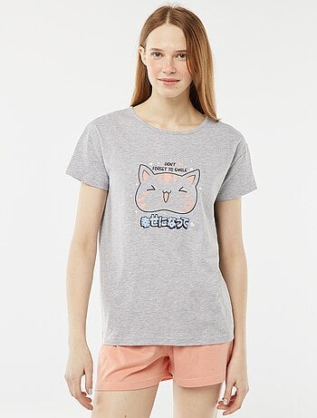 Ensemble pyjama court t-shirt + short - 2 pièces