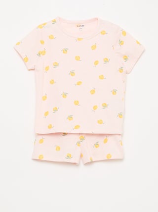 Ensemble pyjama court t-shirt + short - 2 pièces
