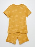 Ensemble pyjama court t-shirt + short avec imprimés - 2 pièces MARRON - Kiabi
