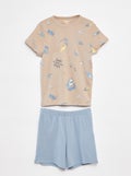 Ensemble pyjama court t-shirt + short avec imprimés - 2 pièces MARRON - Kiabi