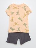 Ensemble pyjama court t-shirt + short avec imprimés - 2 pièces ORANGE - Kiabi