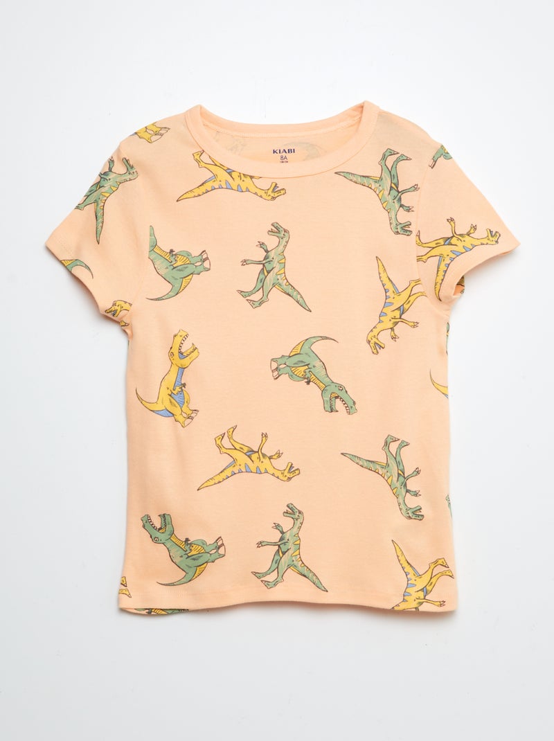 Ensemble pyjama court t-shirt + short avec imprimés - 2 pièces ORANGE - Kiabi