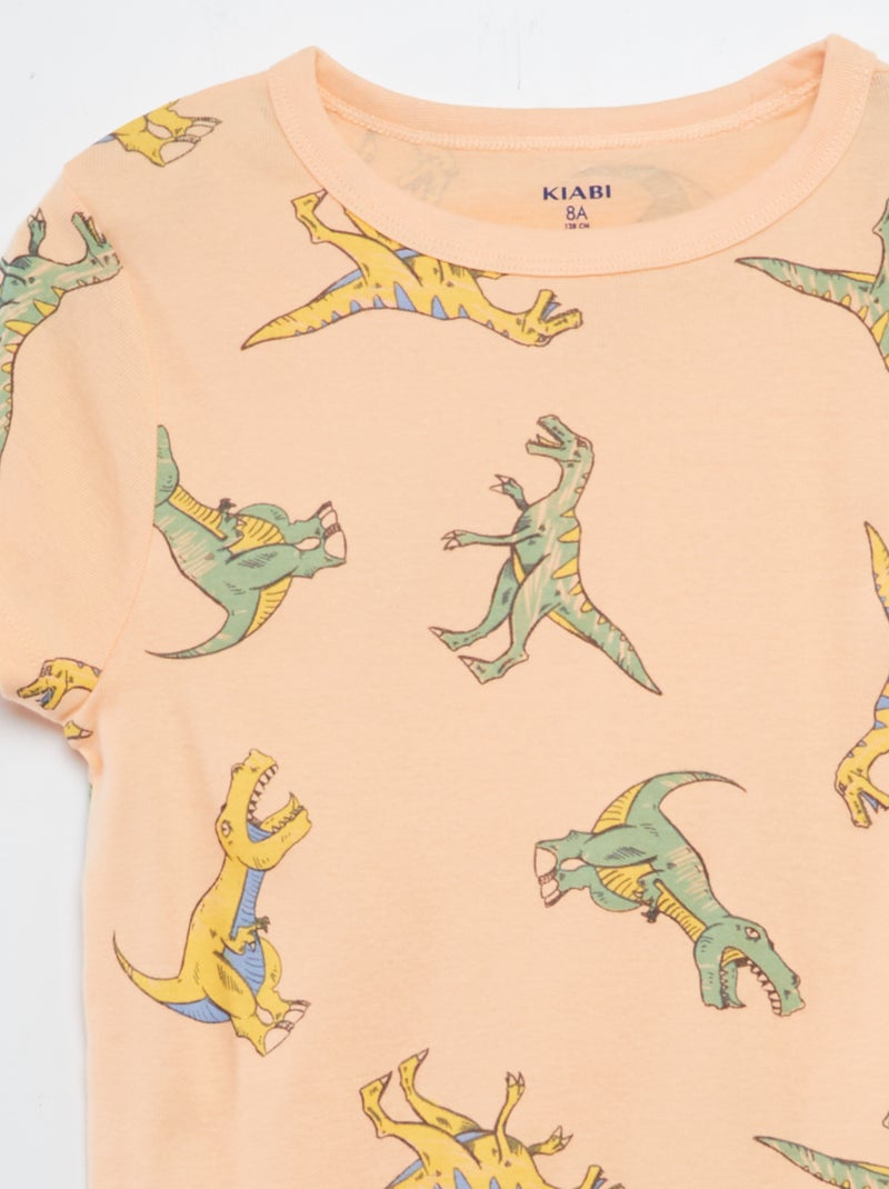 Ensemble pyjama court t-shirt + short avec imprimés - 2 pièces ORANGE - Kiabi
