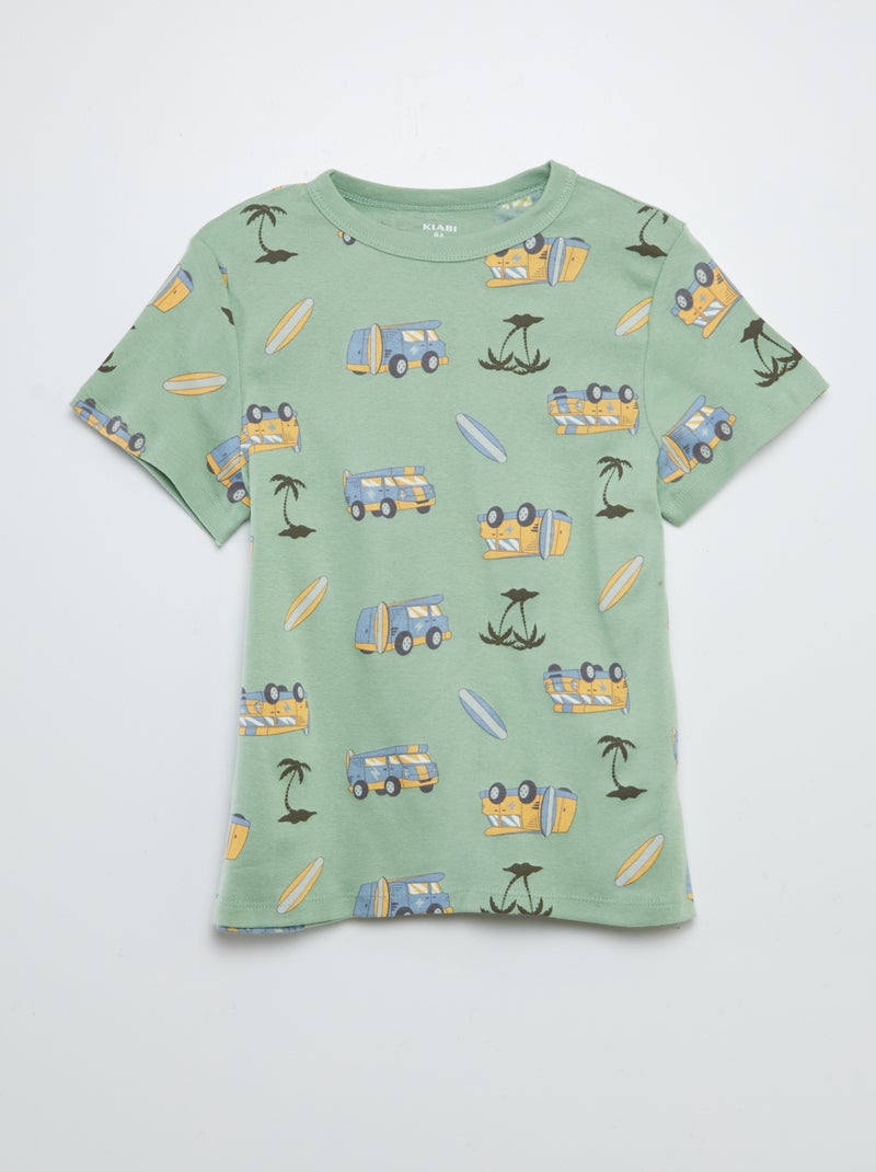 Ensemble pyjama court t-shirt + short avec imprimés - 2 pièces VERT - Kiabi