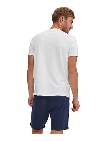 Ensemble pyjama court tshirt col rond homme en coton serge blanco