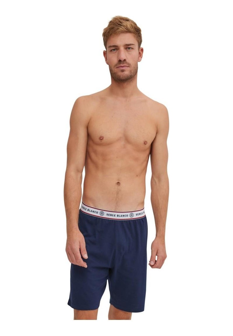 Ensemble pyjama court tshirt col rond homme en coton serge blanco Blanc - Kiabi