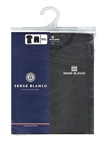 Ensemble pyjama court tshirt col rond homme en coton serge blanco