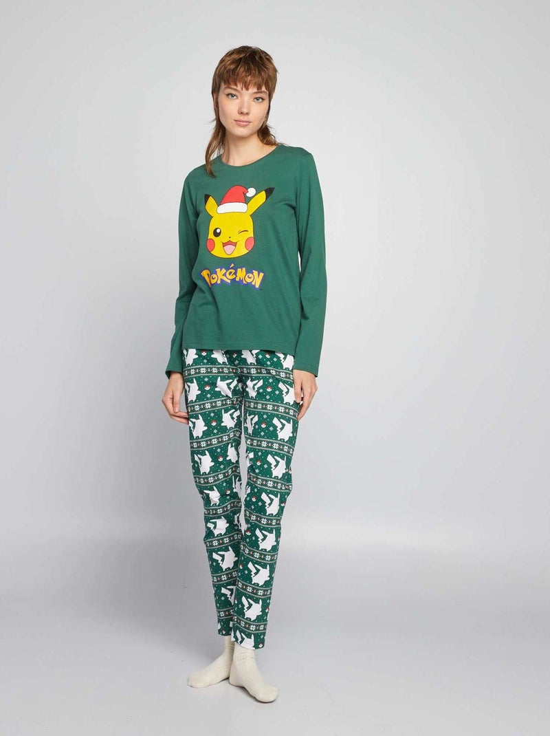 Ensemble pyjama de Noël 'Pokémon' - 2 pièces Vert / Blanc - Kiabi