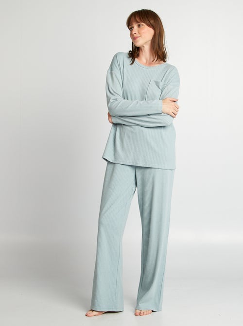 Ensemble pyjama effet côtelé maille douce - Kiabi