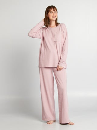 Ensemble pyjama effet côtelé maille douce