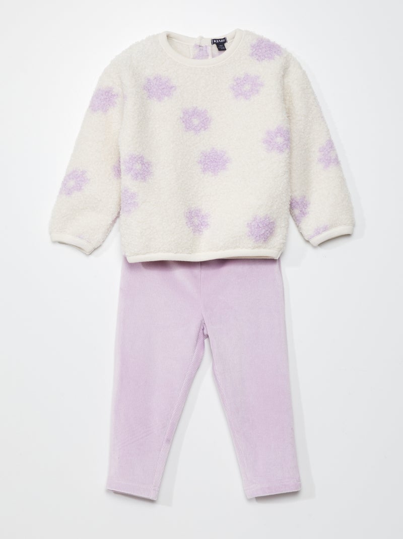 Ensemble pyjama effet moutonné et velours - 2 pièces Beige - Kiabi