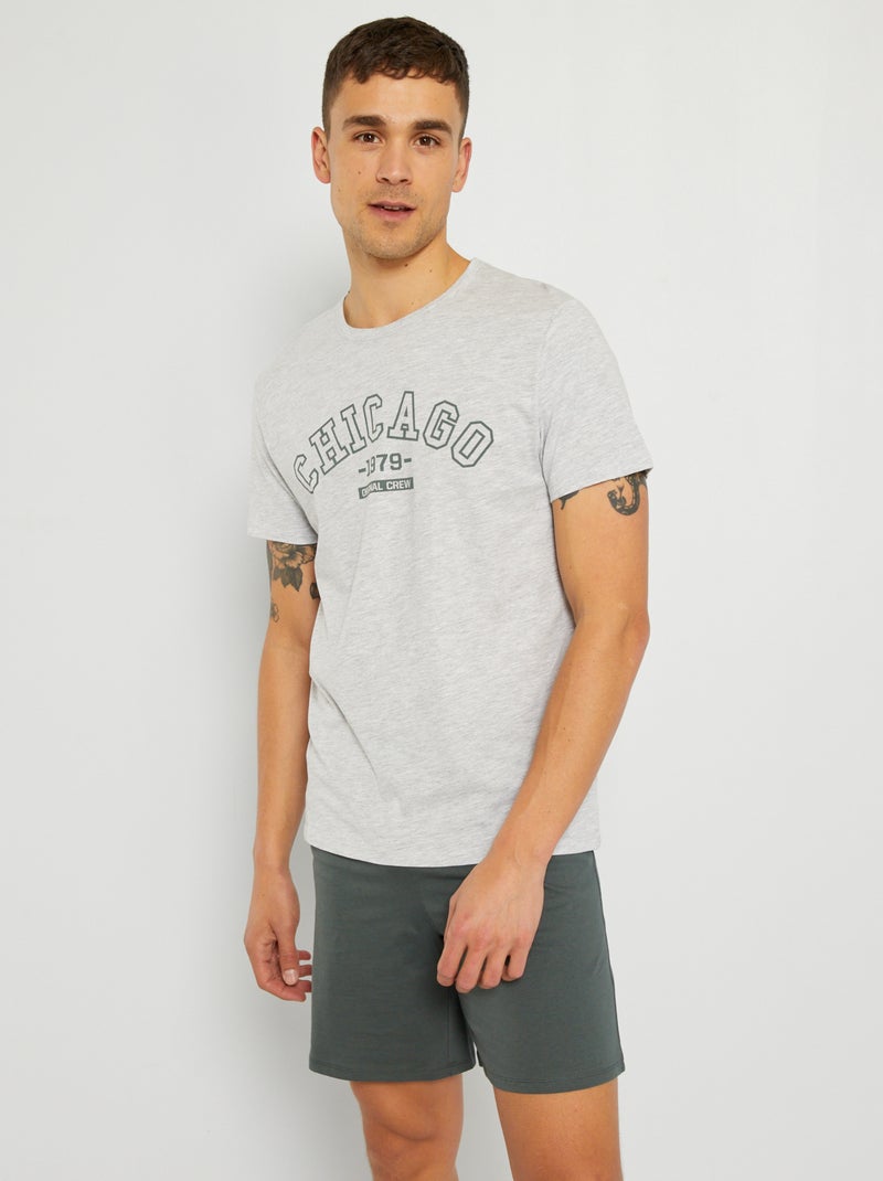 Ensemble pyjama en court Gris - Kiabi