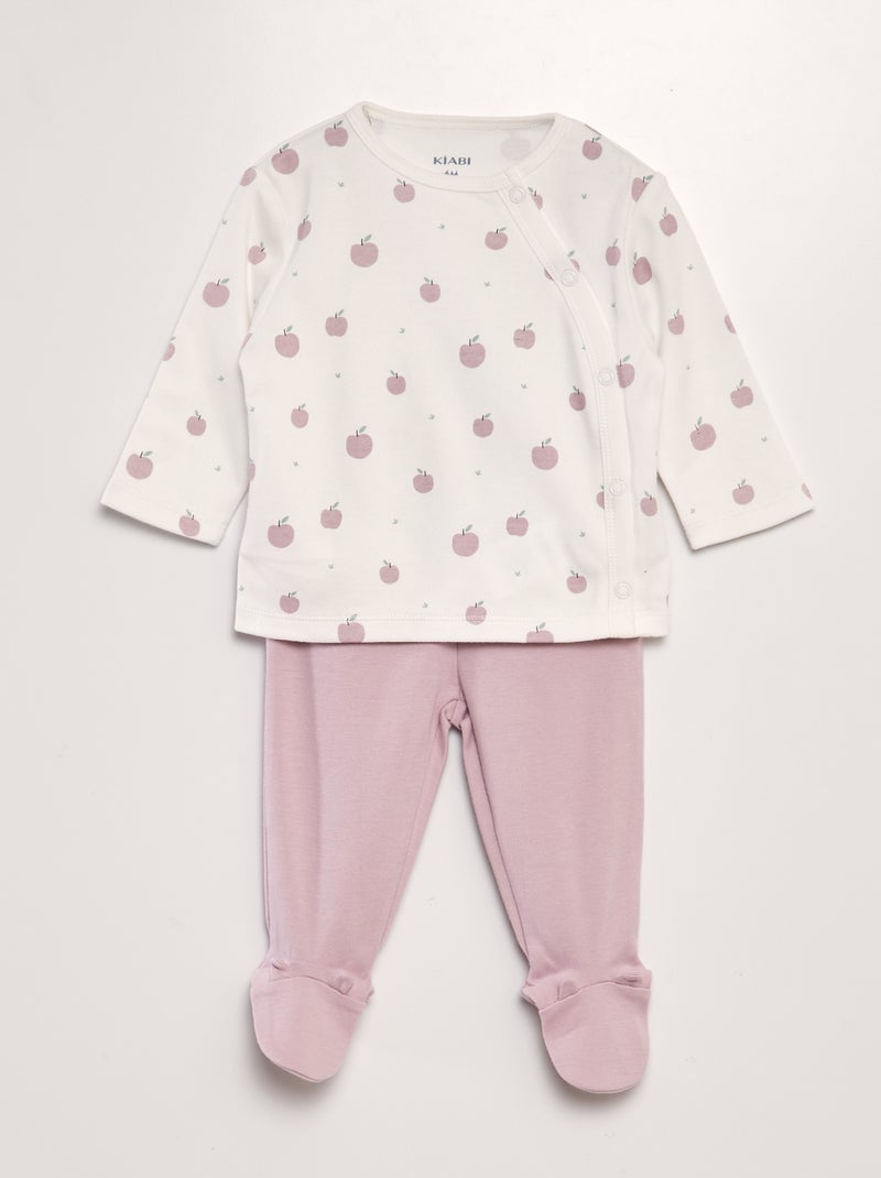 Ensemble pyjama en jersey Blanc/rose - Kiabi