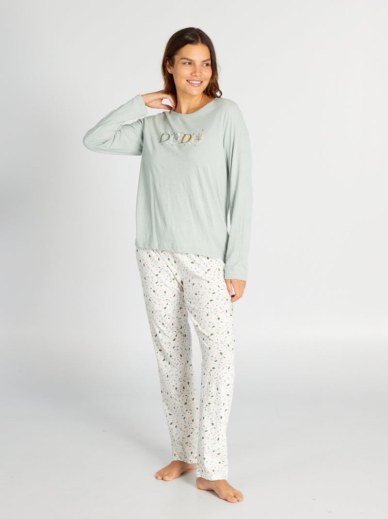 Ensemble pyjama en jersey 'dodo' - 2 pièces vert/blanc - Kiabi