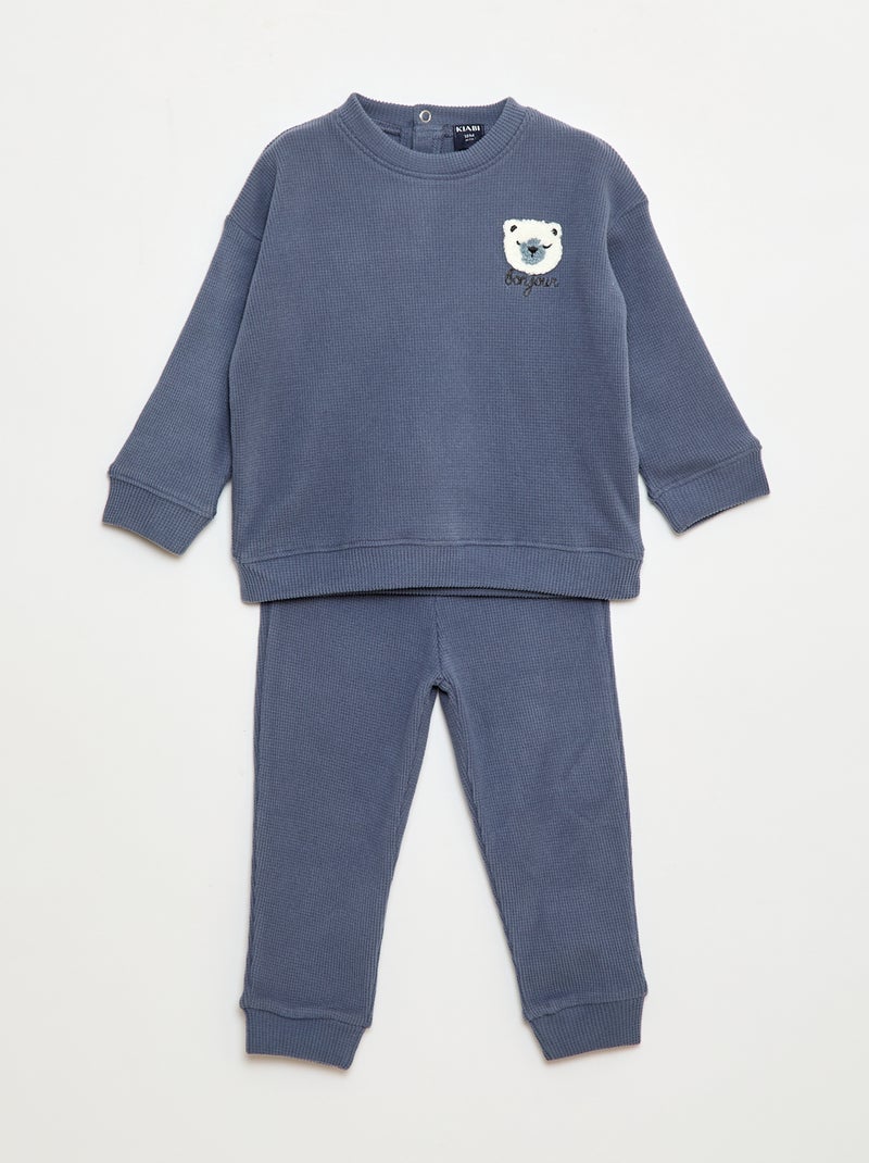 Ensemble pyjama en maille douce - 2 pièces Bleu - Kiabi