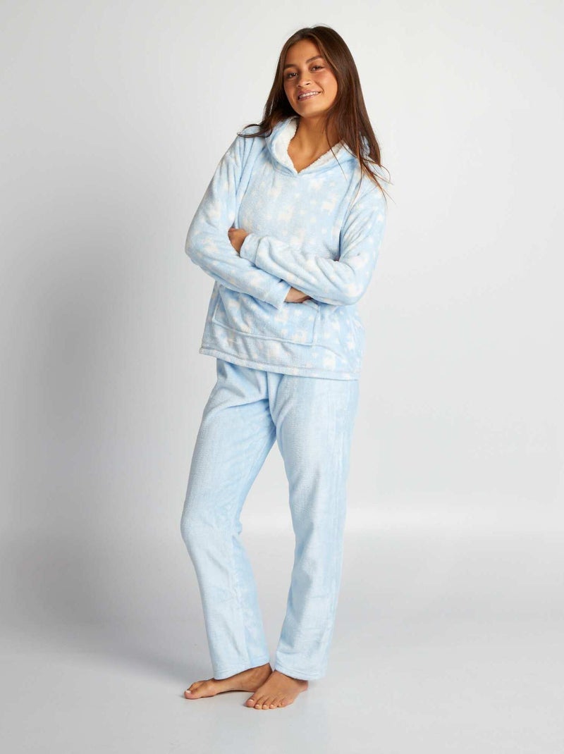 Ensemble pyjama en maille peluche - 2 pièces Bleu - Kiabi