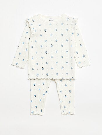 Ensemble pyjama en maille pointelle - 2 pièces