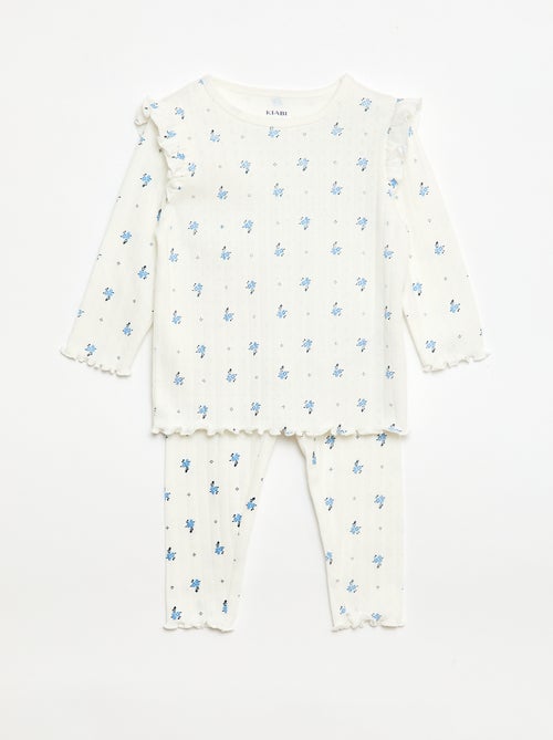 Ensemble pyjama en maille pointelle - 2 pièces - Kiabi