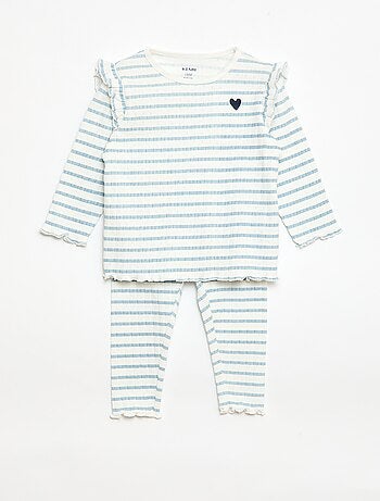 Ensemble pyjama en maille pointelle - 2 pièces