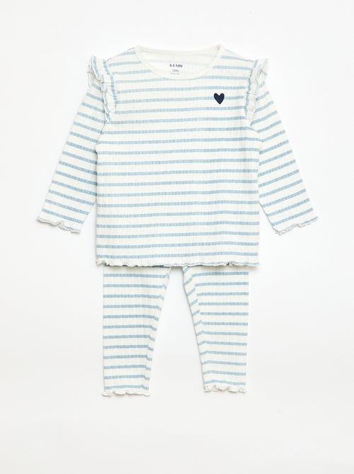 Ensemble pyjama en maille pointelle - 2 pièces - Kiabi