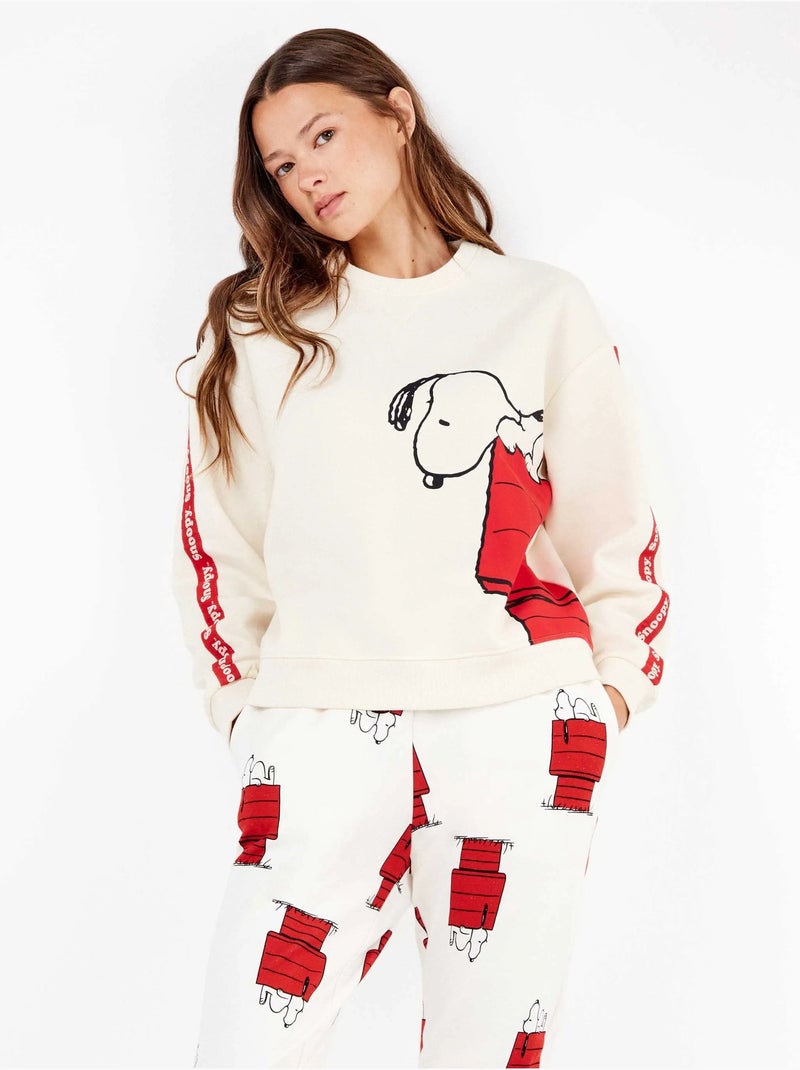Ensemble pyjama en peluche élastique extrêmement douce maison snoopy Ecru - Kiabi