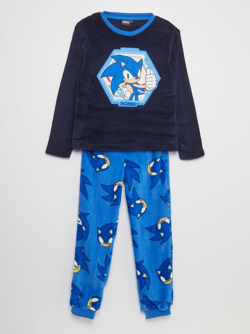 Ensemble pyjama en polaire 'Sonic' - 2 pièces Bleu - Kiabi