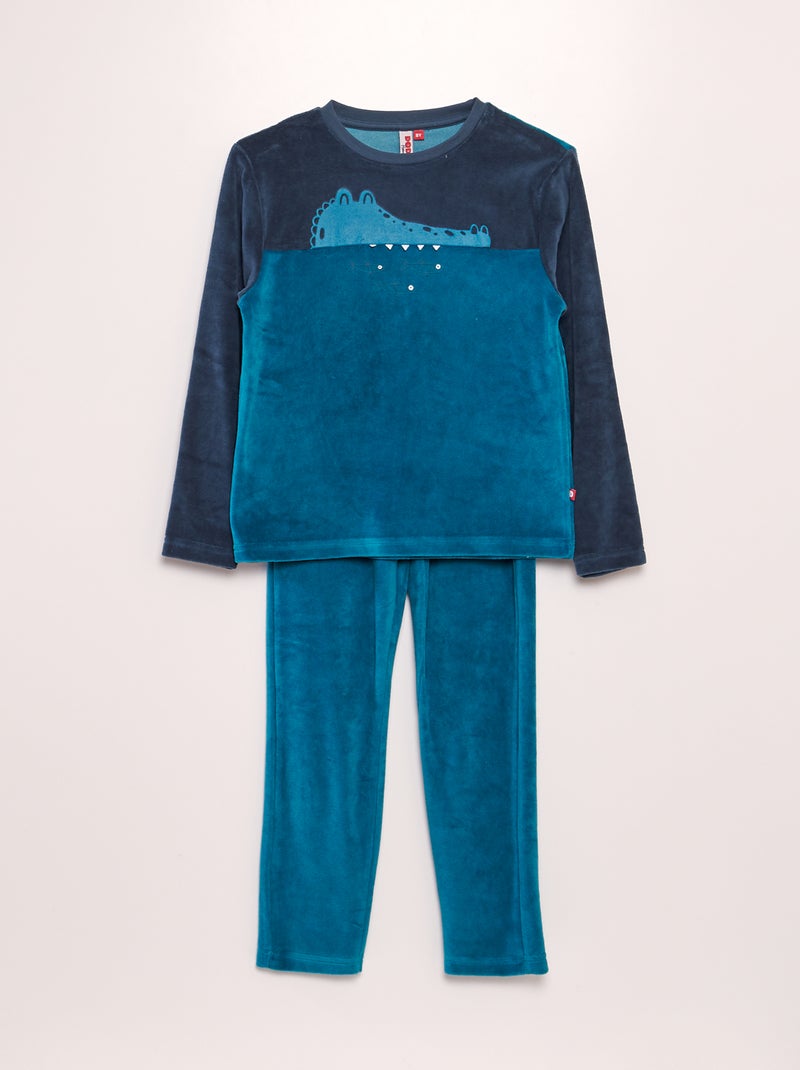 Ensemble pyjama en velours - 2 pièces BLEU - Kiabi