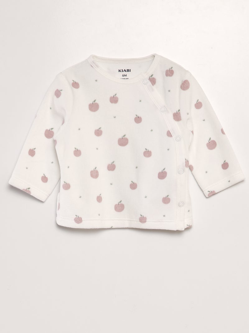Ensemble pyjama en velours Blanc/rose - Kiabi