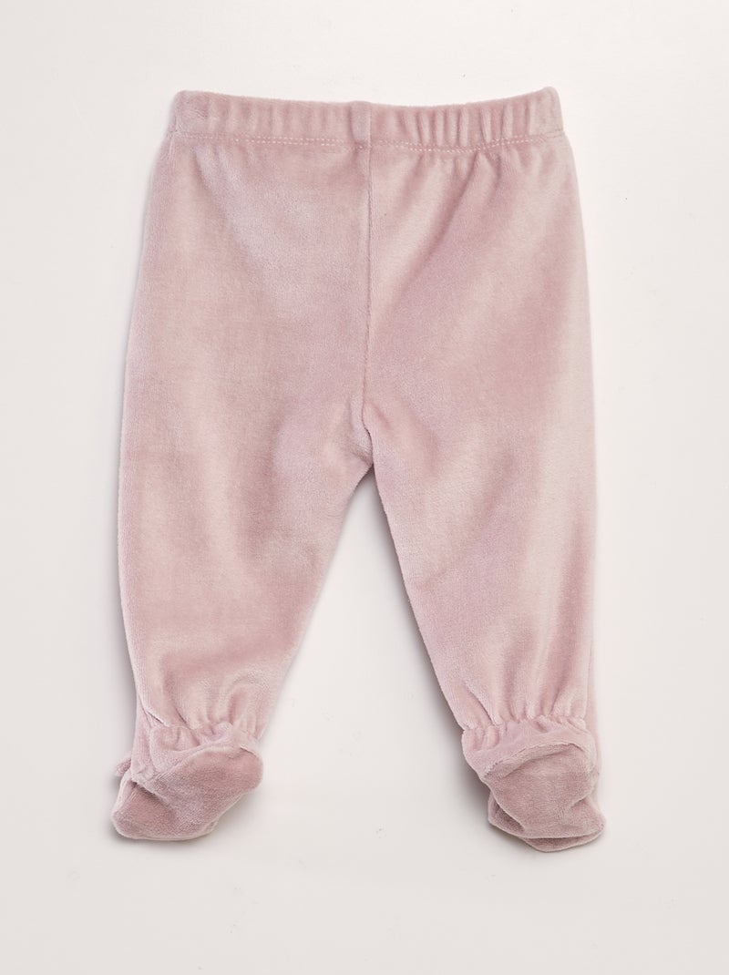 Ensemble pyjama en velours Blanc/rose - Kiabi