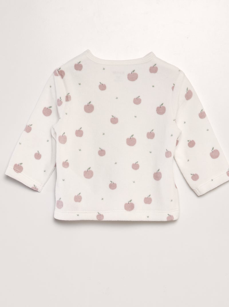 Ensemble pyjama en velours Blanc/rose - Kiabi