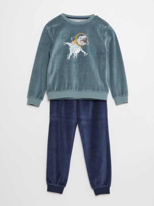 Ensemble pyjama en velours imprimé sweat + pantalon - 2 pièces - Kiabi