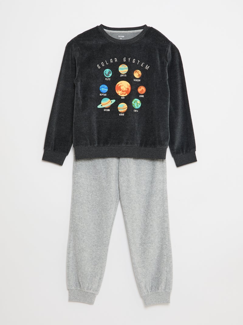Ensemble pyjama en velours imprimé sweat + pantalon - 2 pièces Marron - Kiabi