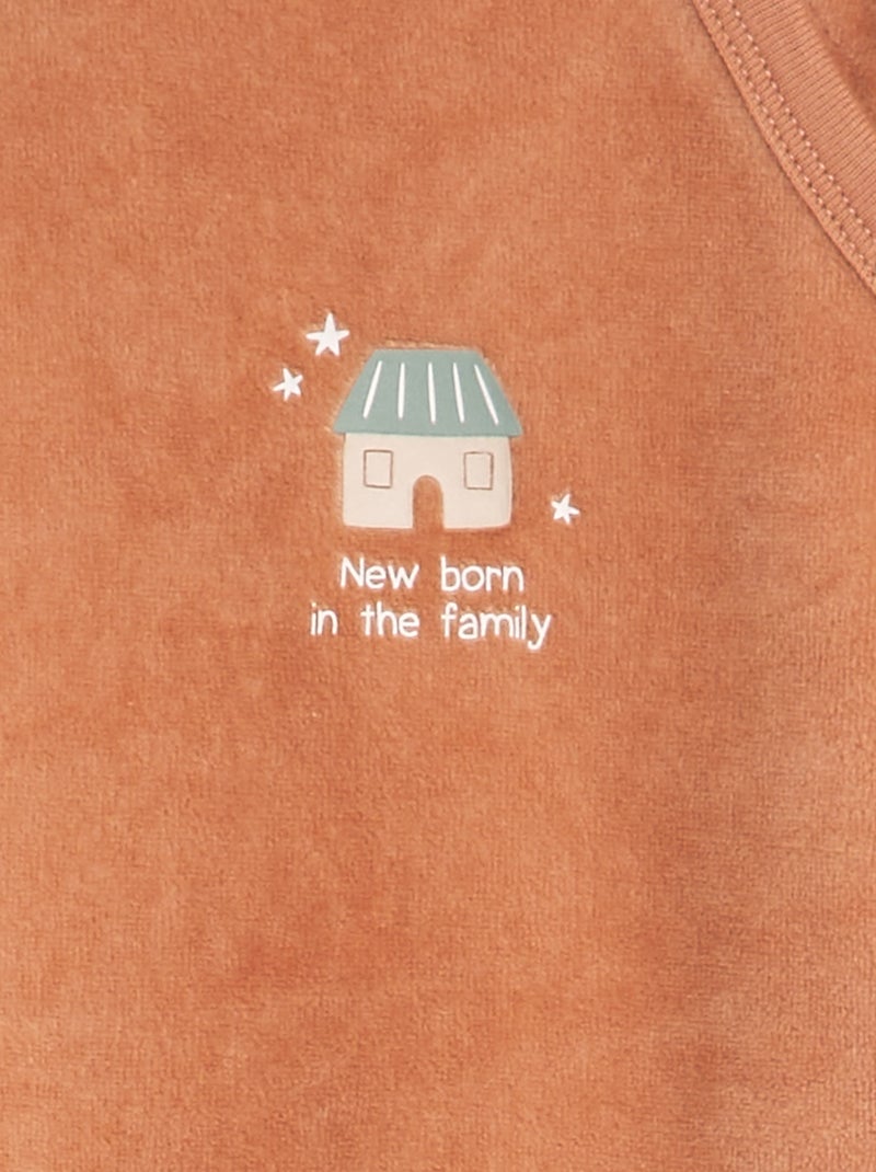 Ensemble pyjama en velours Orange/beige - Kiabi