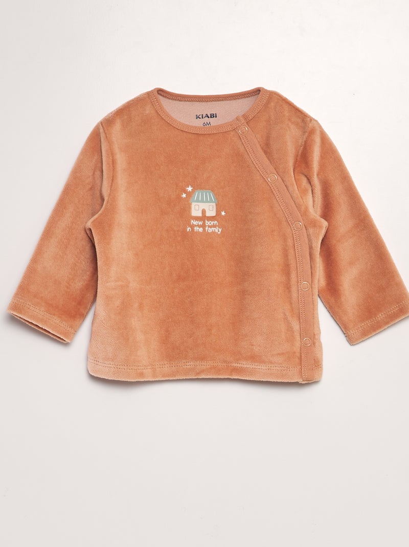Ensemble pyjama en velours Orange/beige - Kiabi