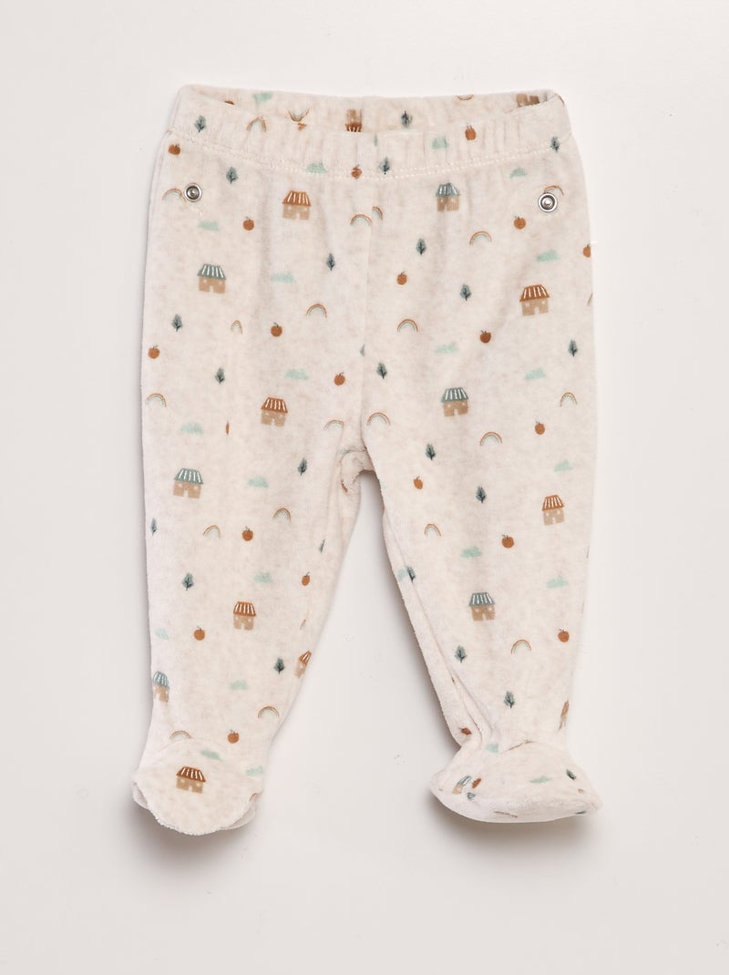Ensemble pyjama en velours Orange/beige - Kiabi