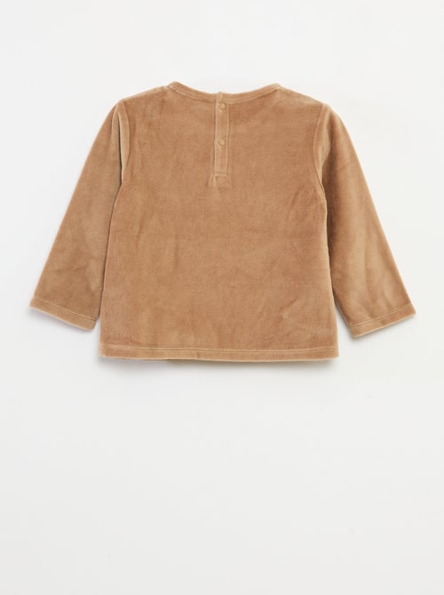 Ensemble pyjama en velours t-shirt + pantalon - 2 poches - Kiabi