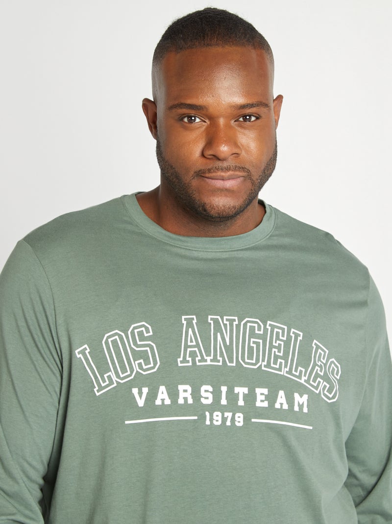 Ensemble pyjama esprit campus - 2 pièces Vert/anthracite - Kiabi