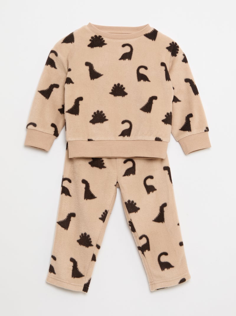 Ensemble pyjama haut + pantalon polaire Beige - Kiabi
