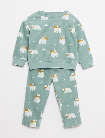 Ensemble pyjama haut + pantalon polaire