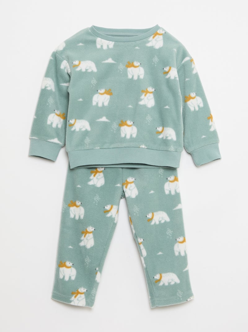 Ensemble pyjama haut + pantalon polaire Bleu - Kiabi