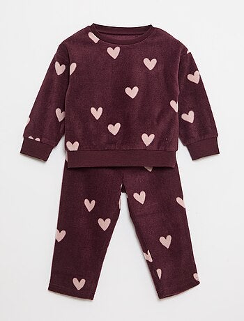 Ensemble pyjama haut + pantalon polaire