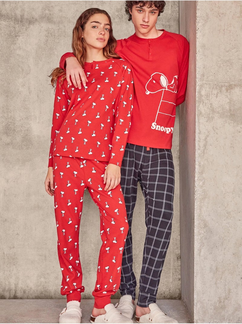 Ensemble pyjama homme en interlock snoopy Rouge - Kiabi